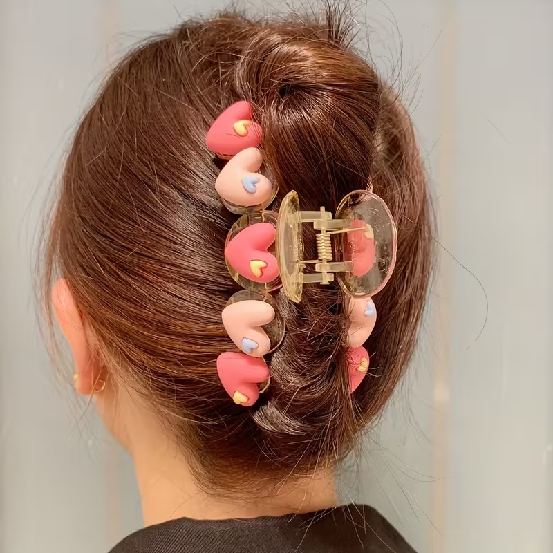 Heart-Shaped Dual-Tone Hair Claw Clip